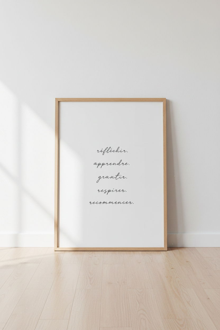 French Quote Wall Art | Minimalist Script Poster, Modern Office Decor