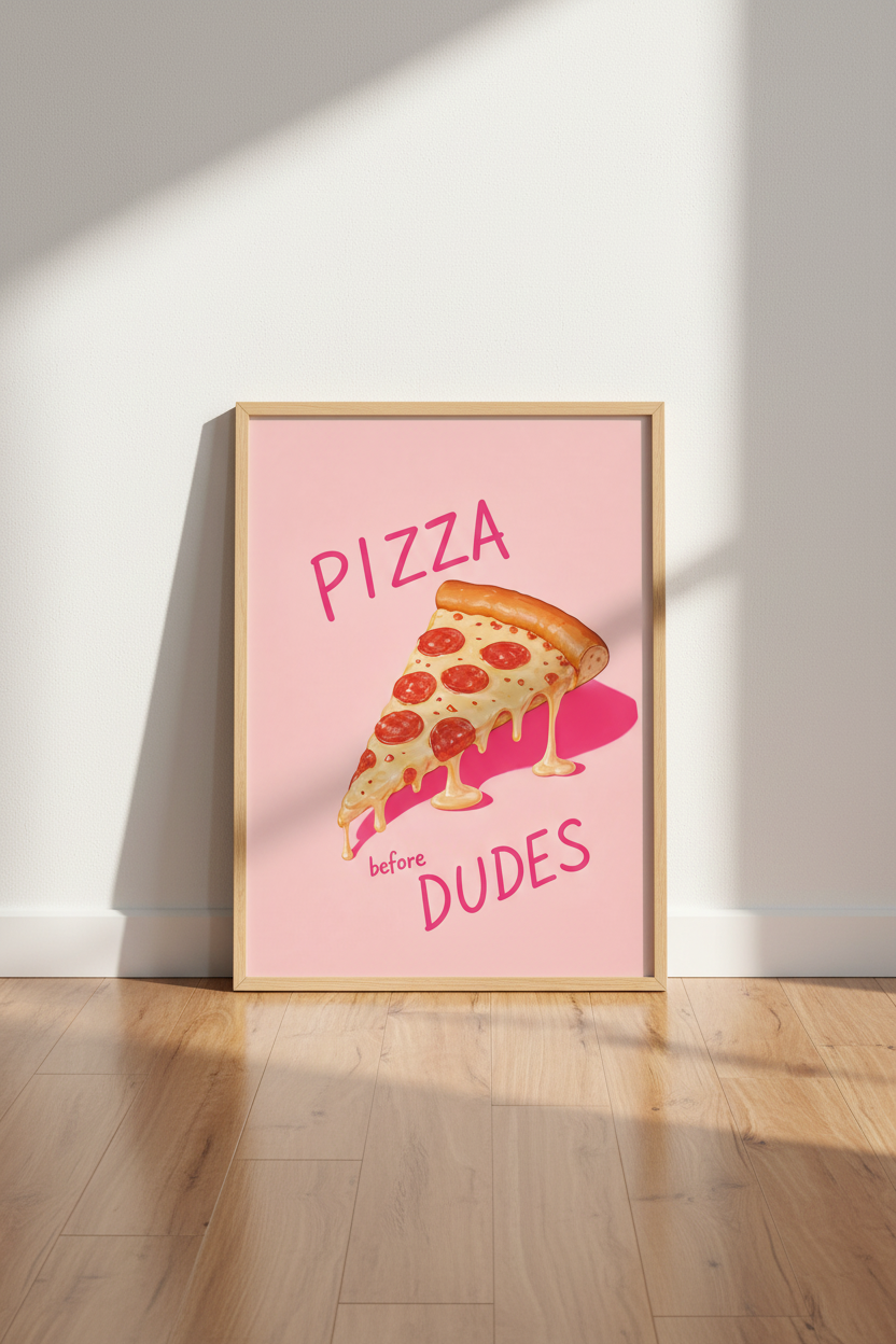Funny Kitchen Wall Art Print | Pink Pizza Poster, Dorm Decor | Girly Aesthetic