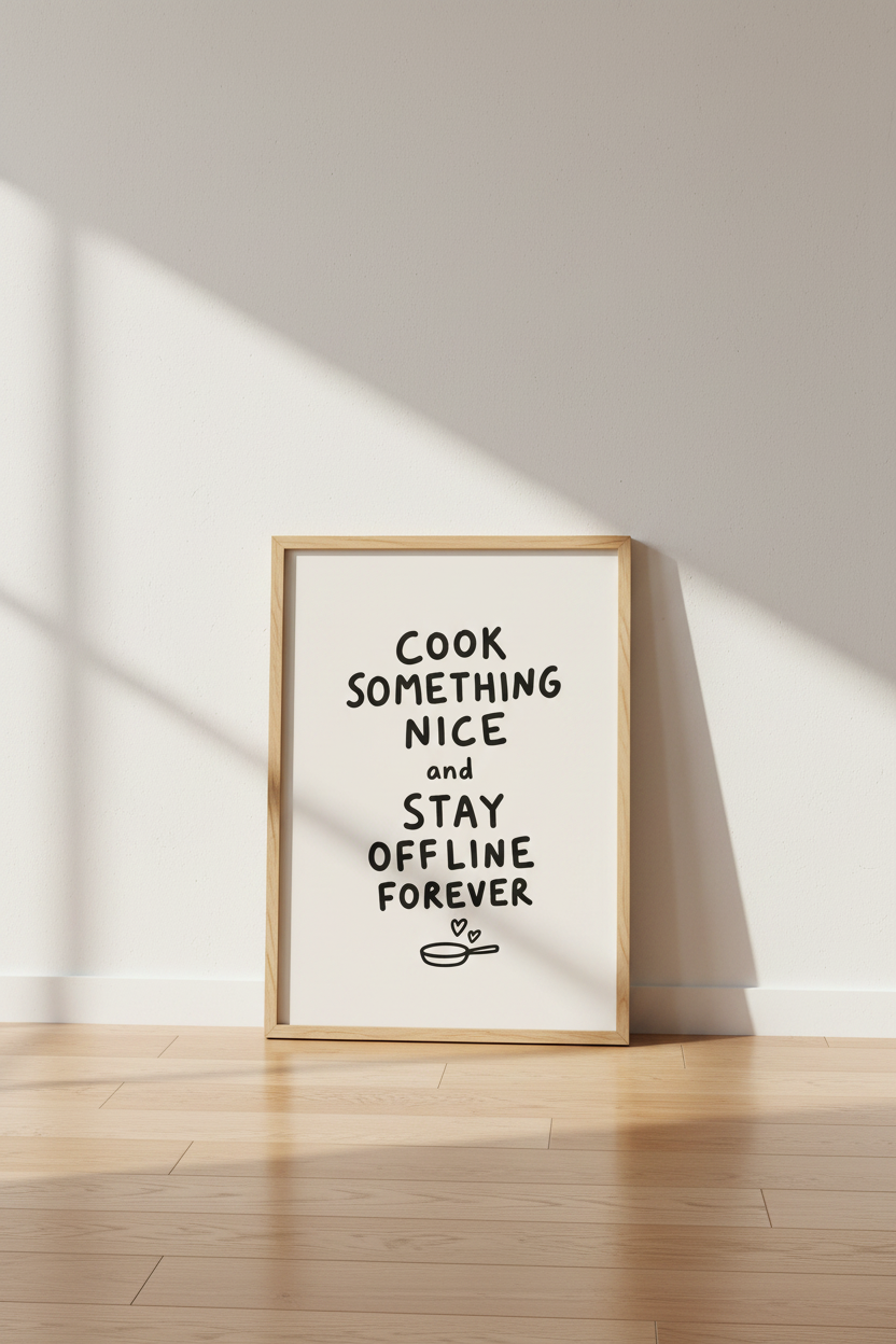 Cook Something Nice Poster | Minimalist Kitchen Typography Print | Neutral Wall Art Decor