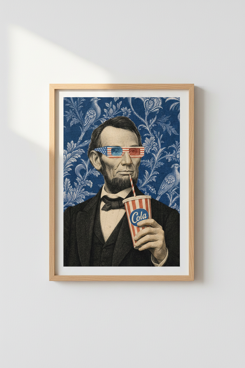 Funny Abraham Lincoln Wall Art Print | Eclectic Americana Poster, Historical Room Decor
