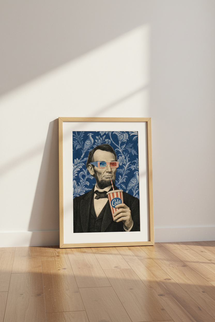 Funny Abraham Lincoln Wall Art Print | Eclectic Americana Poster, Historical Room Decor