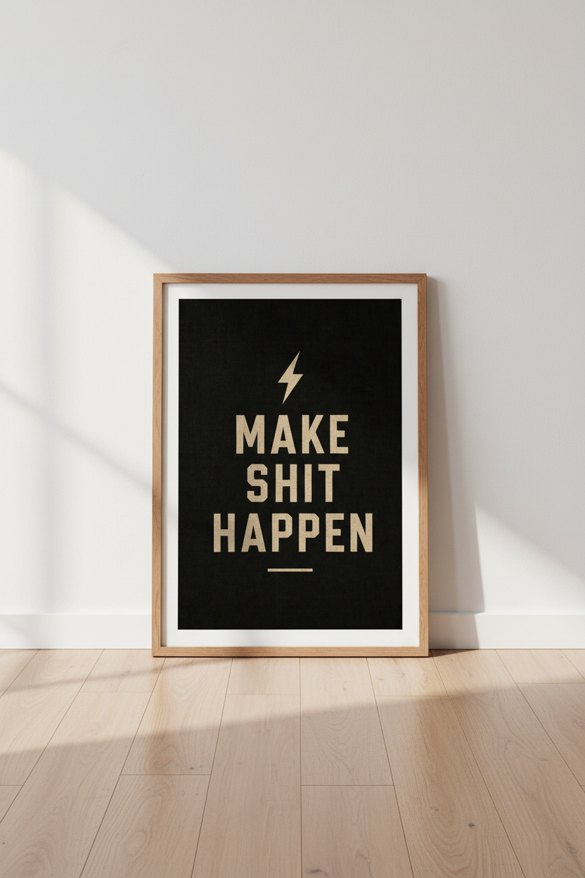 Make Shit Happen Wall Art Print | Home Office Decor | Motivational Quote Poster