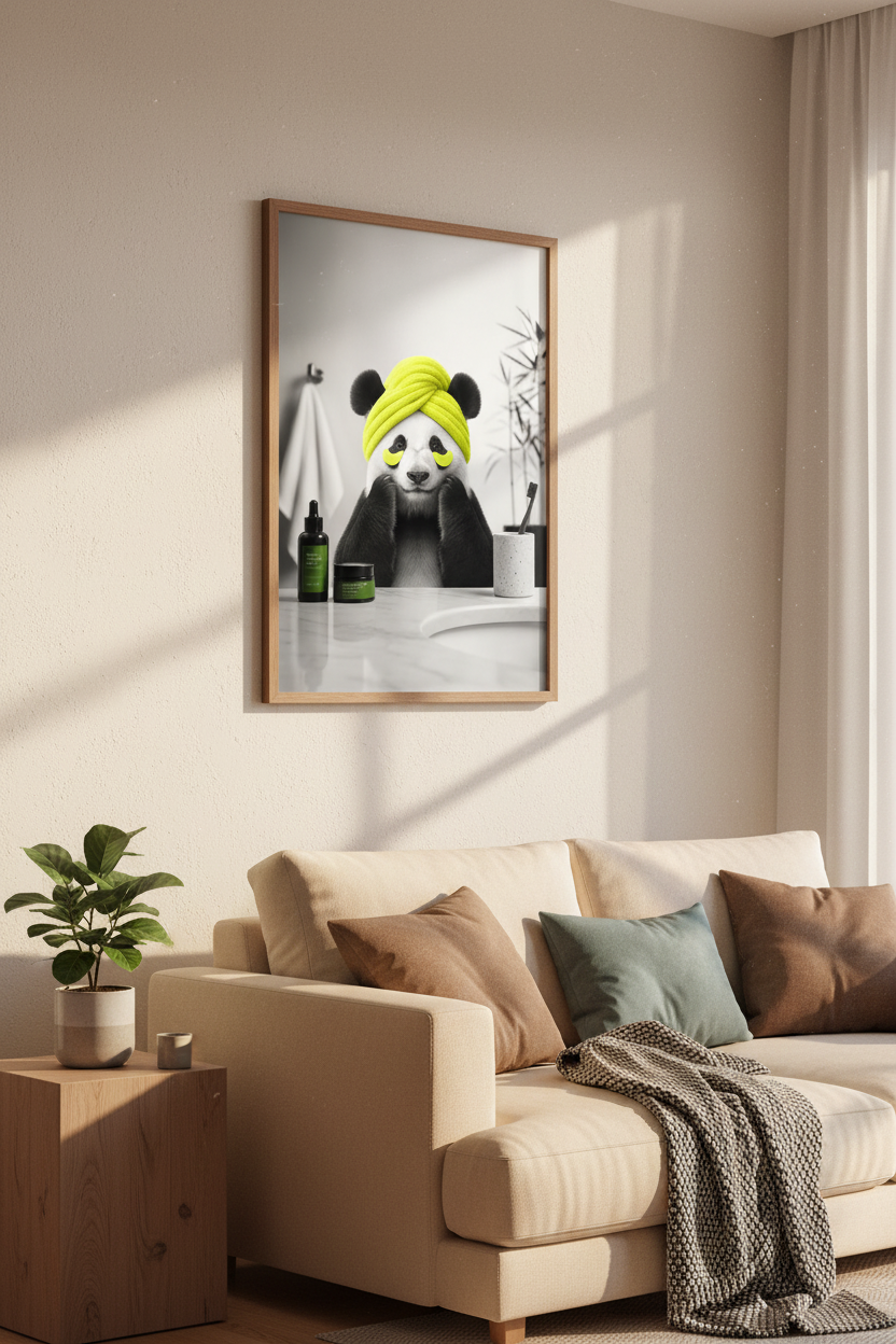 Panda Skincare Spa Wall Art | Bathroom Decor | Funny Animal Poster