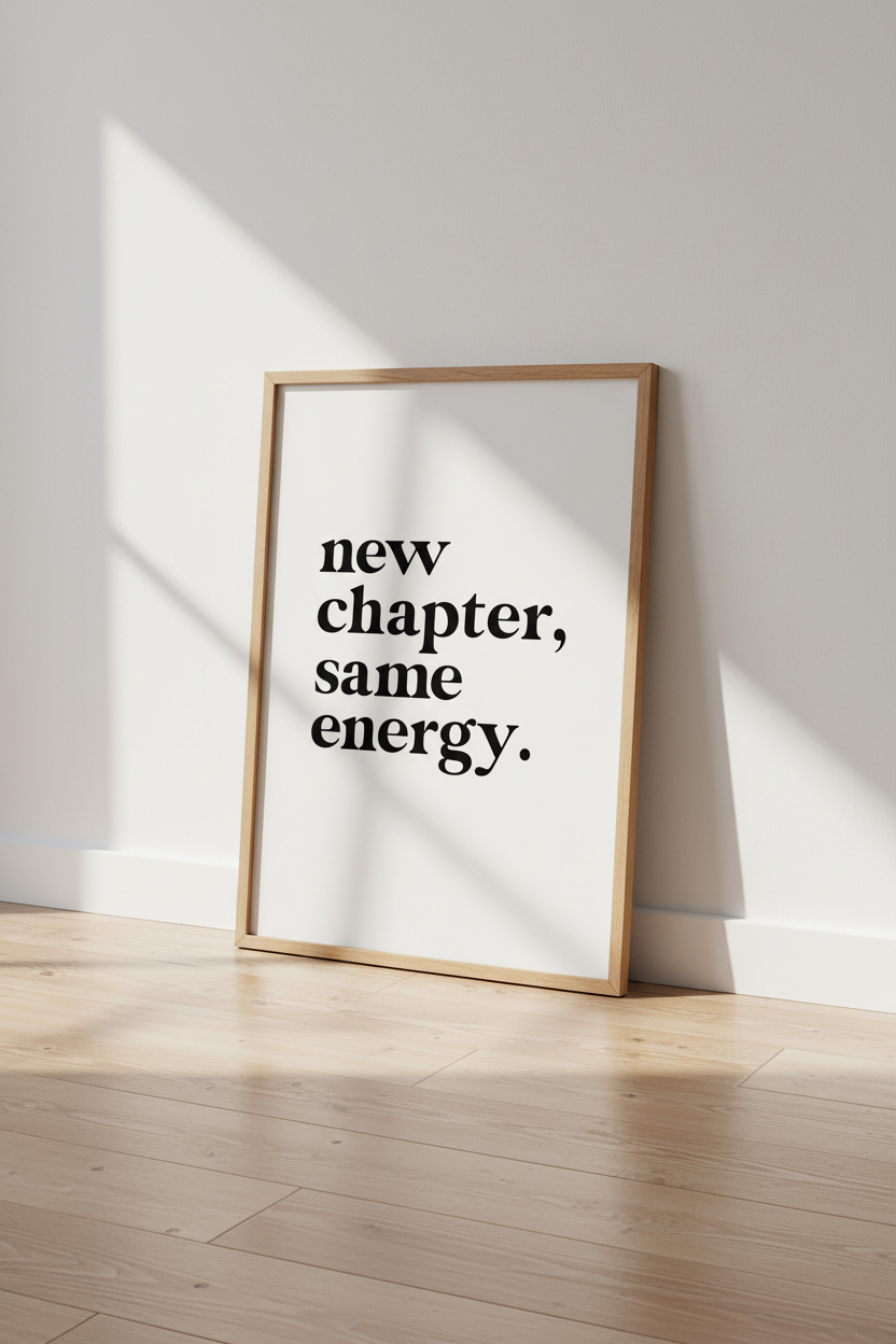 New Chapter Same Energy Typography Art | Office Decor | Minimalist Poster