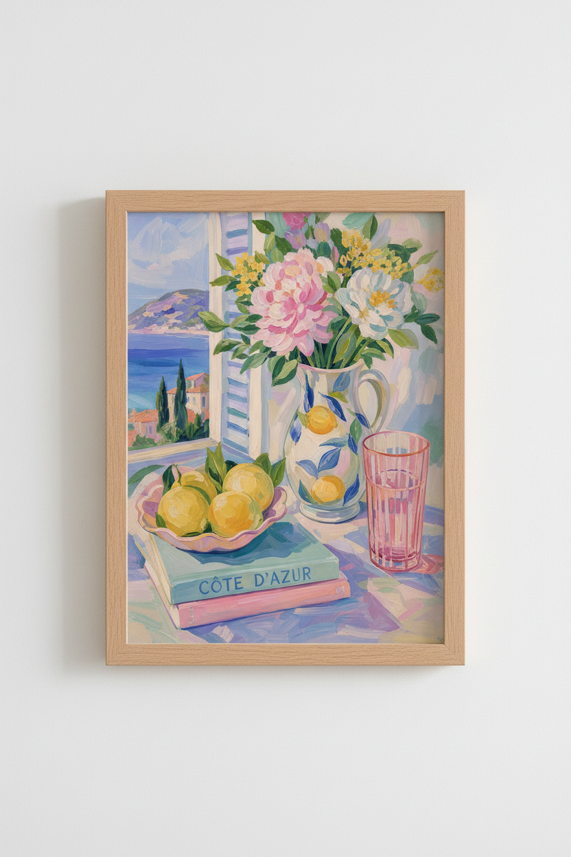 Mediterranean Wall Art Print | French Riviera Decor | Coastal Impressionist Poster