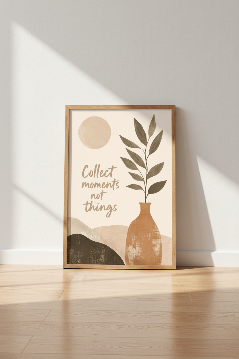 Boho Neutral Wall Art Print | Terracotta Botanical Quote Decor | Minimalist Poster