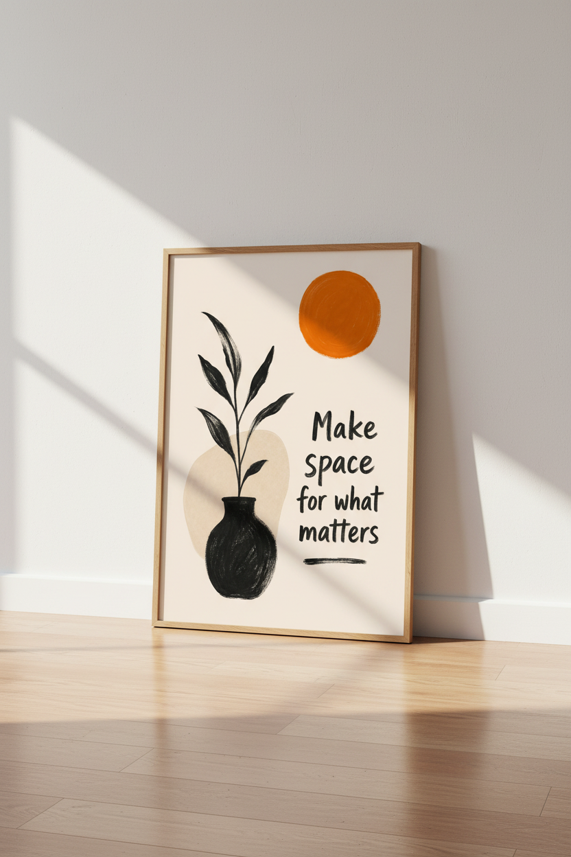 Boho Wall Art Print | Mid Century Terracotta Quote, Minimalist Bedroom Decor