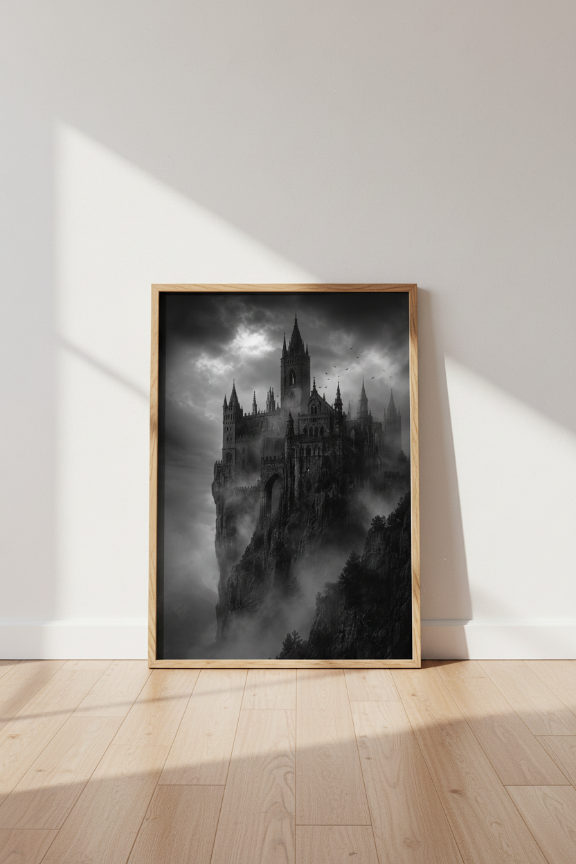 Gothic Castle Wall Art Print | Dark Academia Decor | Moody Medieval Poster