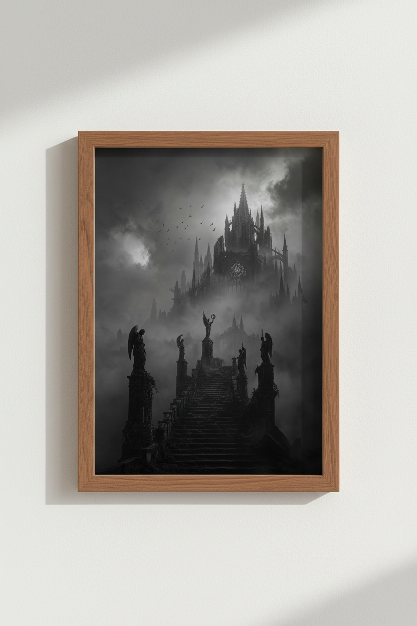 Dark Gothic Wall Art | Moody Cathedral Poster, Dark Academia Home Decor