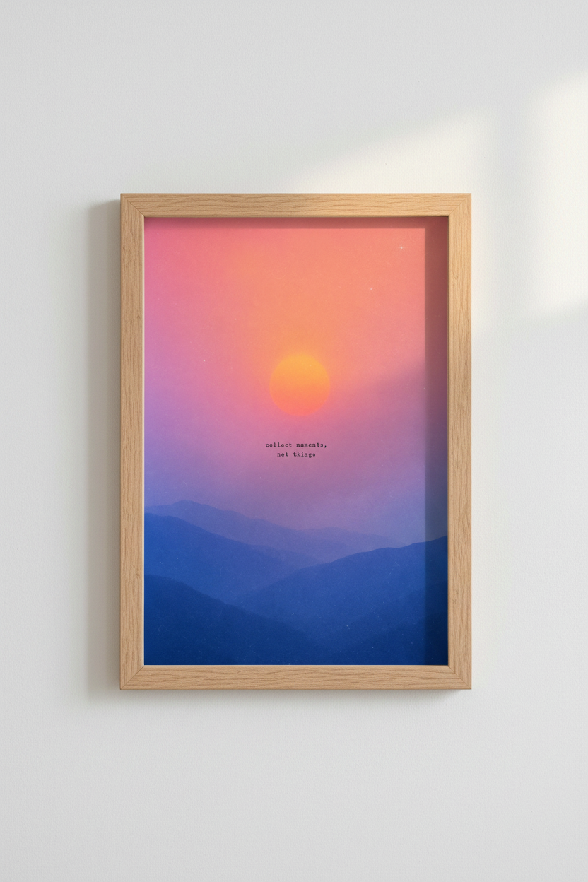 Aura Gradient Wall Art Print | Sunset Mountain Quote Decor | Minimalist Poster