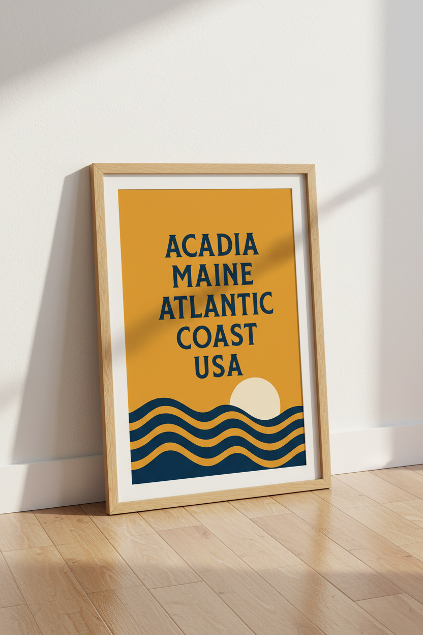 Acadia Maine Wall Art Print | Coastal Travel Decor | Minimalist Poster