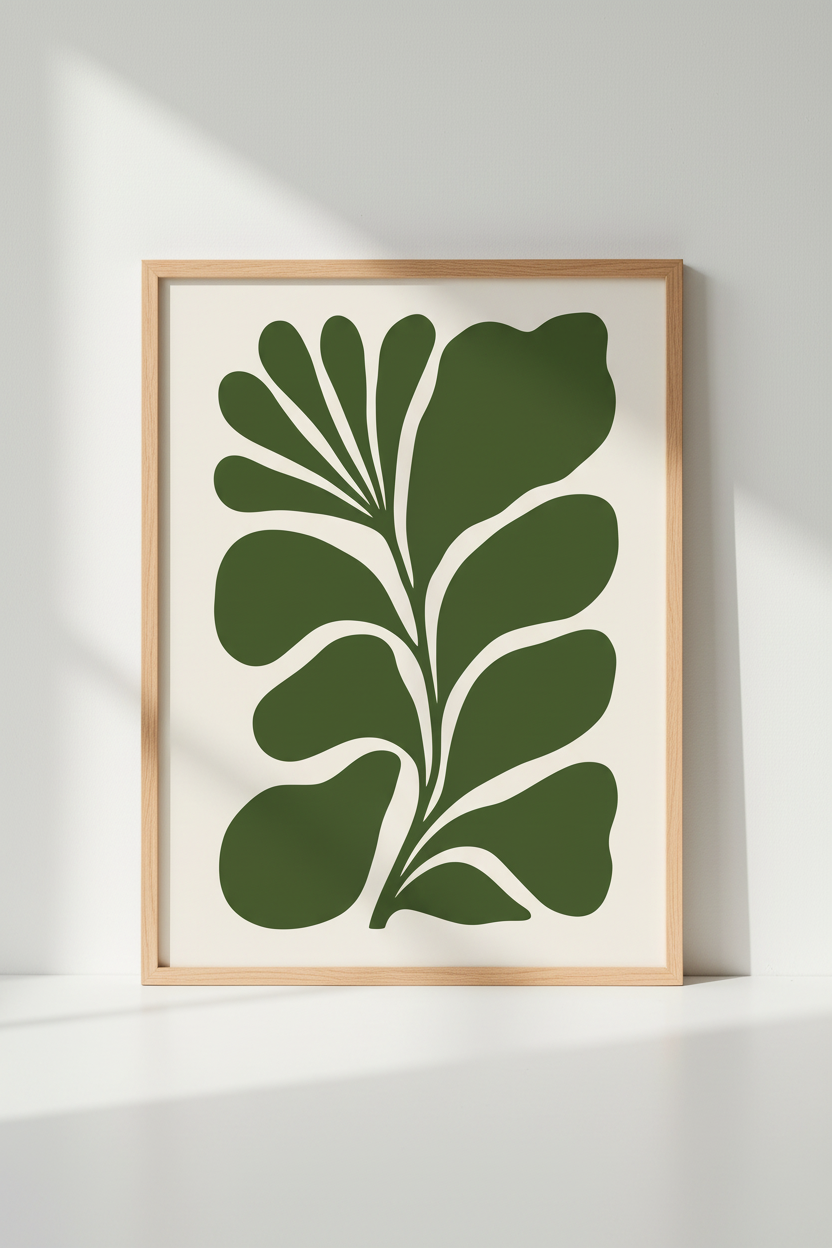 Organic Leaf Shapes Wall Art Print | Living Room Decor | Minimal Poster
