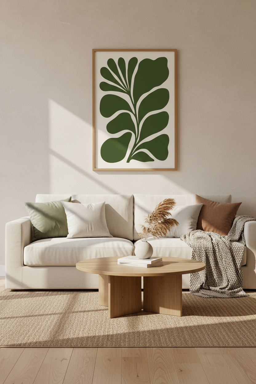 Organic Leaf Shapes Wall Art Print | Living Room Decor | Minimal Poster