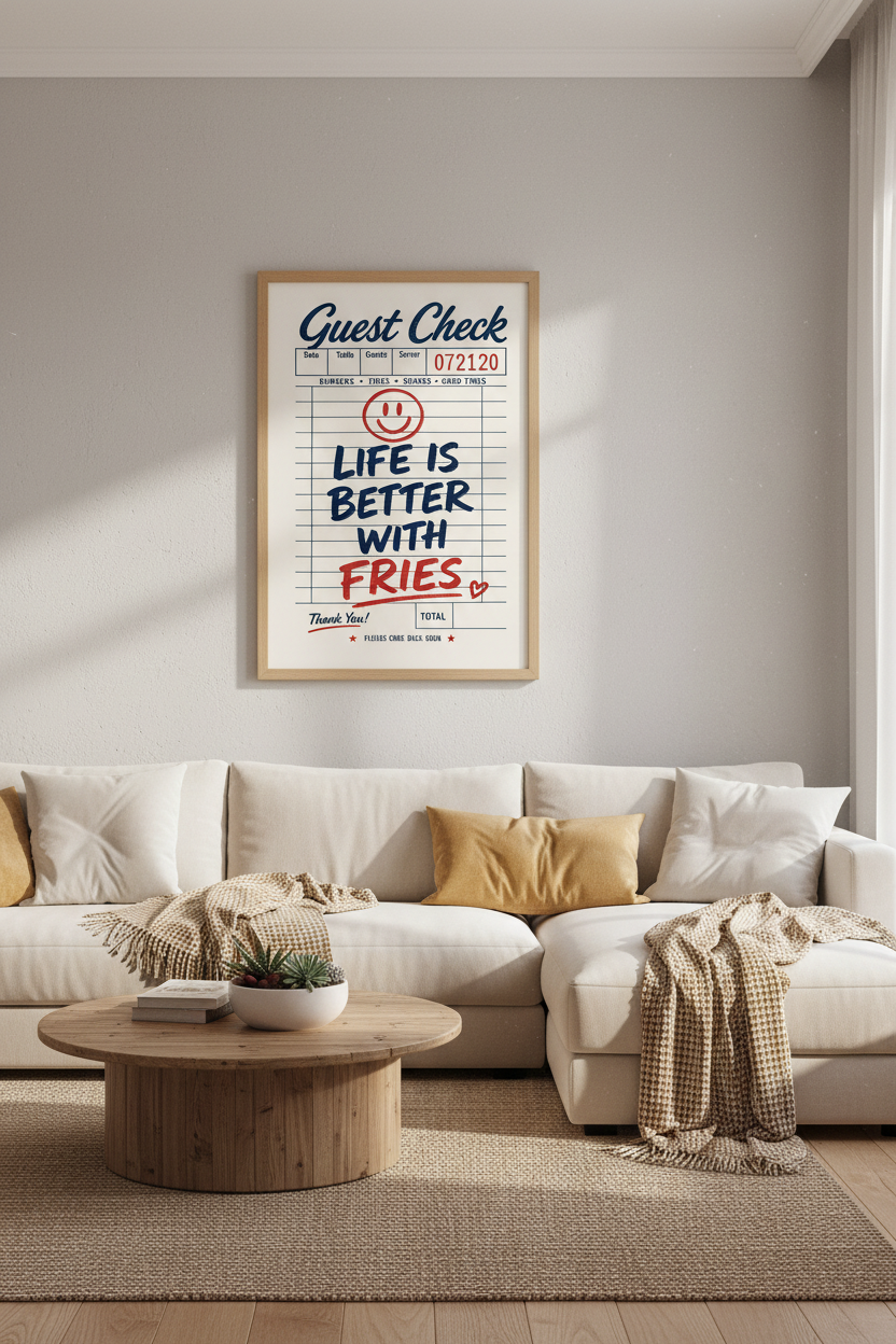 Retro Diner Wall Art Print | Kitchen Decor | Guest Check Poster