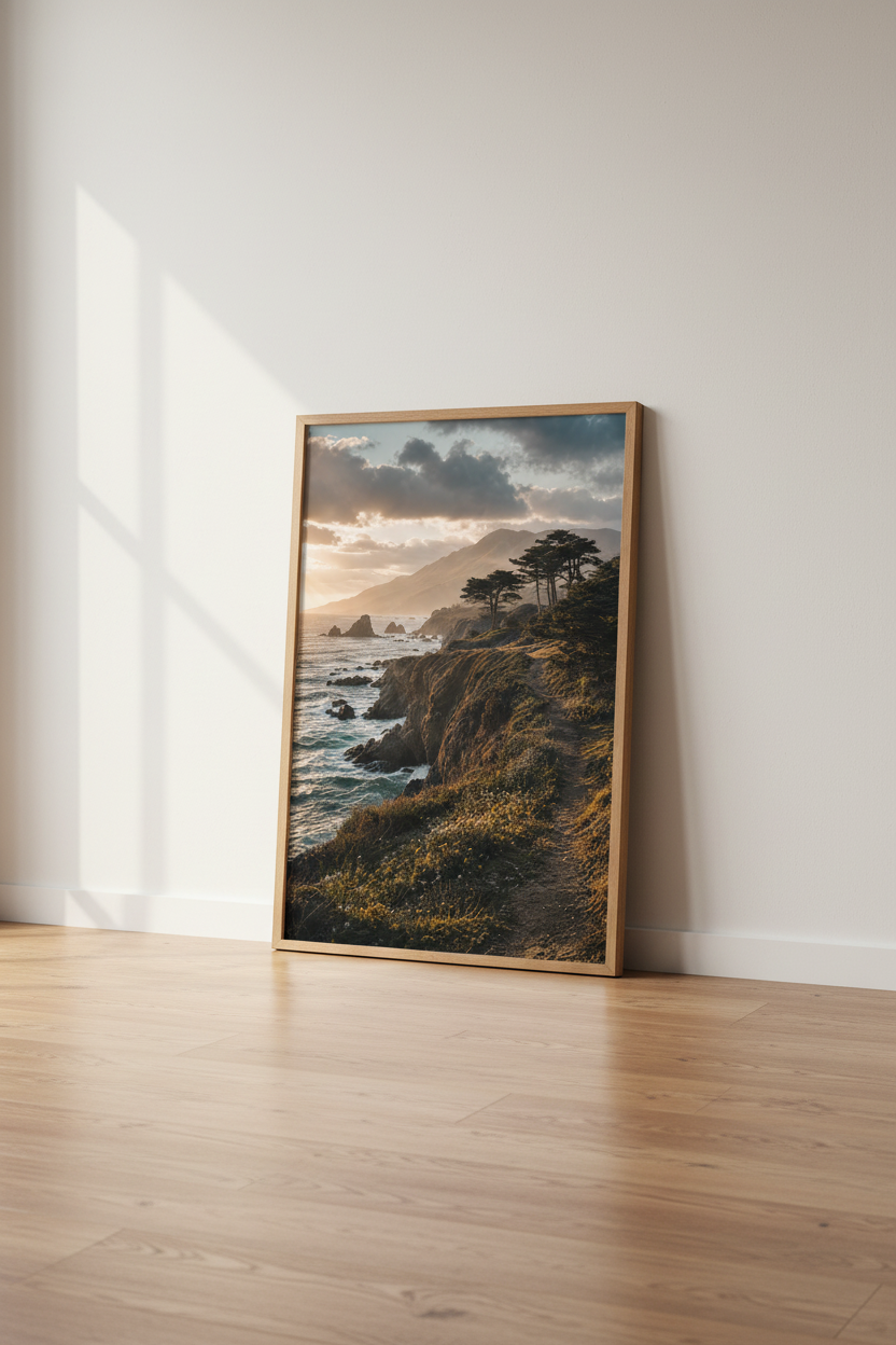 Big Sur Coastal Landscape Wall Art | Sunset Ocean Poster, Living Room Decor