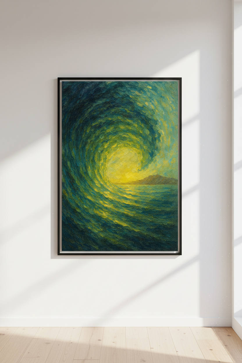 Impressionist Ocean Wave Wall Art Print | Coastal Living Room Decor | Vibrant Sea Aesthetic Poster | Framed Unframed Digital Art