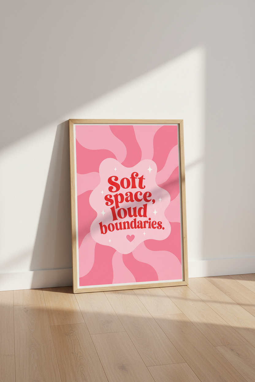 Danish Pastel Wall Art Print | Pink Wavy Retro Poster | Preppy Room Decor