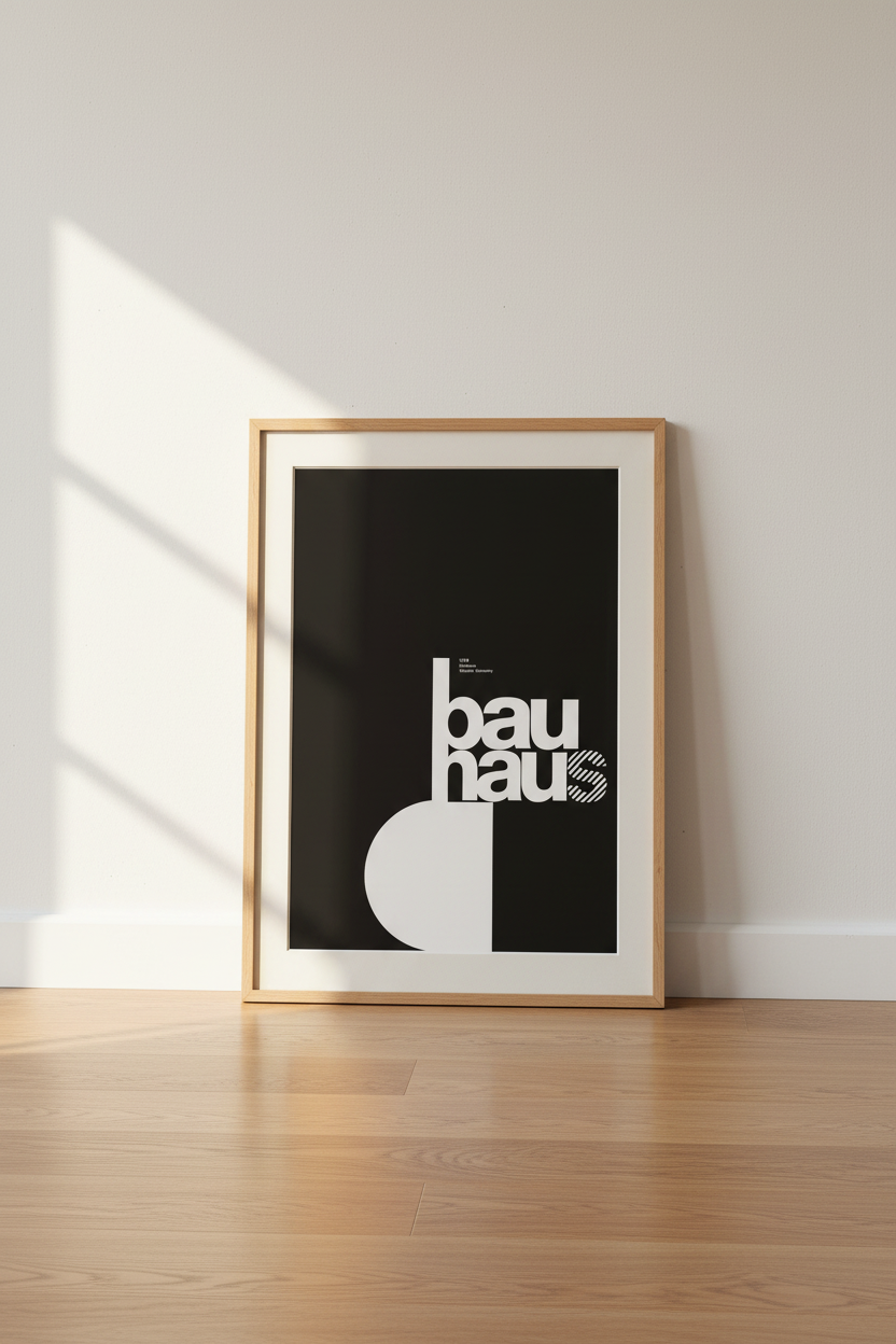 bauhaus wall art | Monochrome Geometric, Minimalist Decor | Living Room Poster