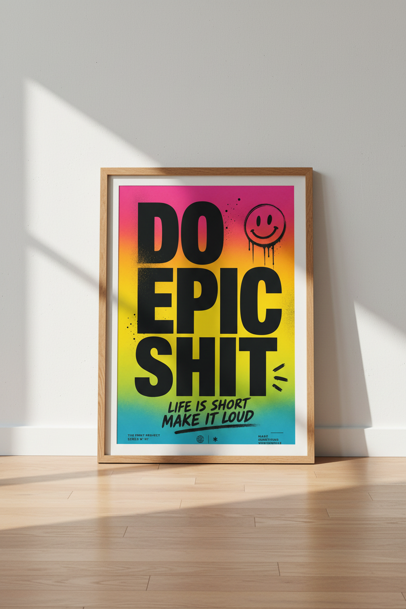Do Epic Shit Graffiti Wall Art | Neon Gradient Poster, Modern Office Decor