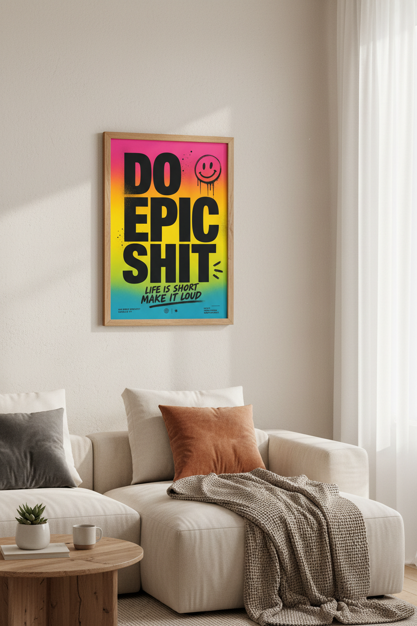Do Epic Shit Graffiti Wall Art | Neon Gradient Poster, Modern Office Decor