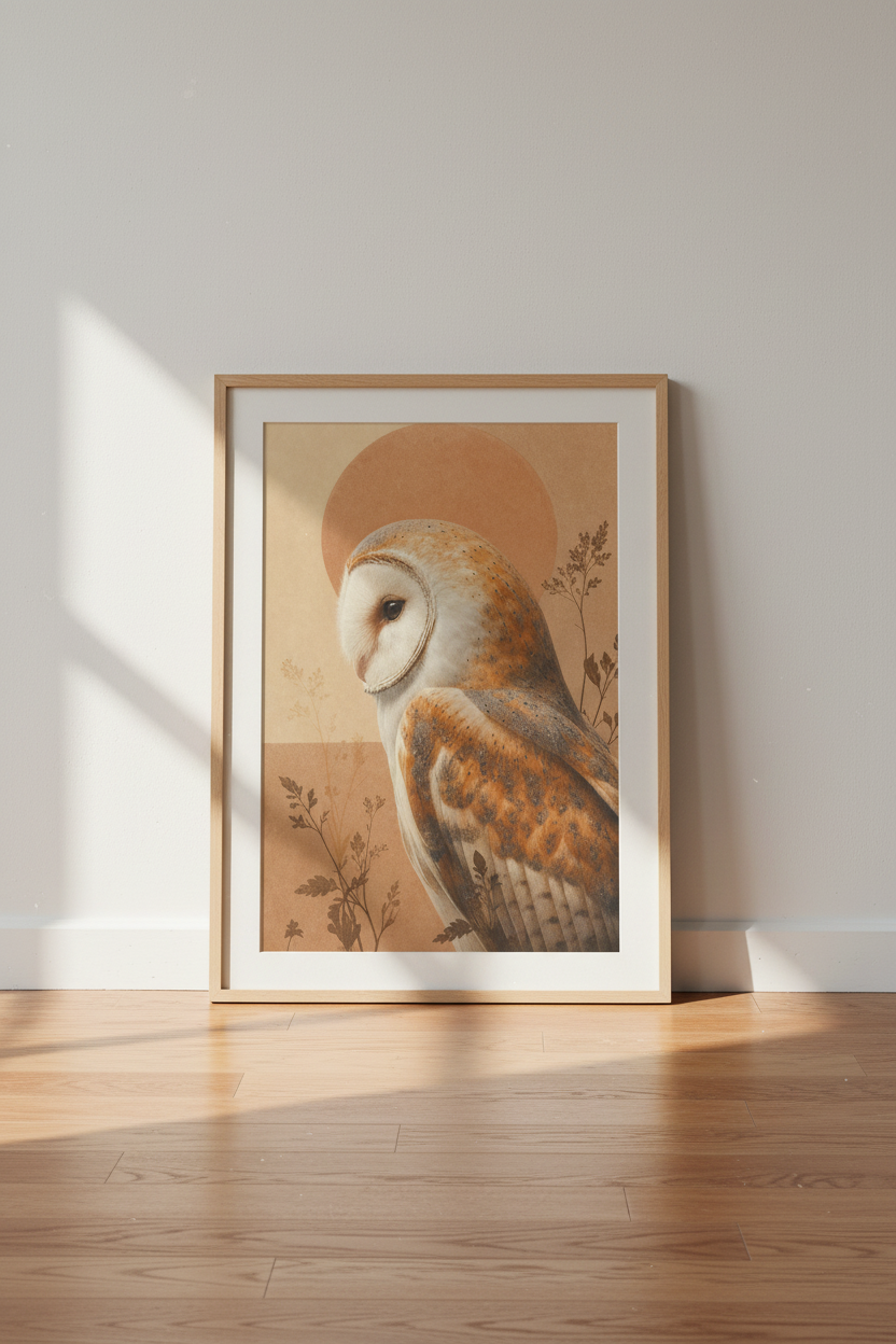 Barn Owl | Terracotta Boho Style, Woodland Nursery Decor Poster