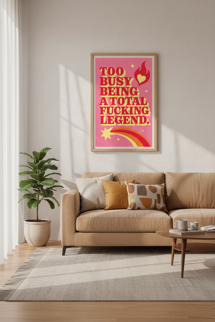 Retro Quote Print | Pink Aesthetic Wall Art, Sassy Office Decor Poster