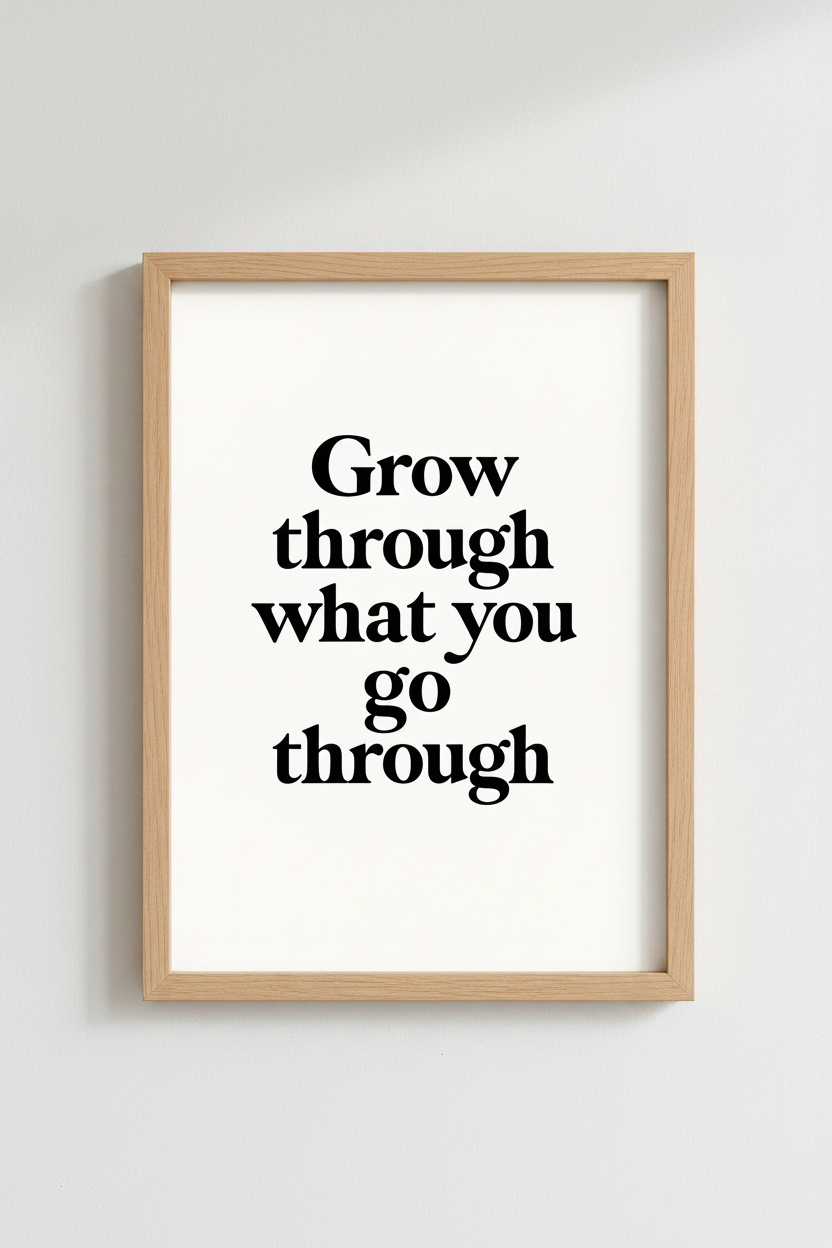 Grow Through What You Go Through Wall Art | Office Decor | Minimalist Quote Poster
