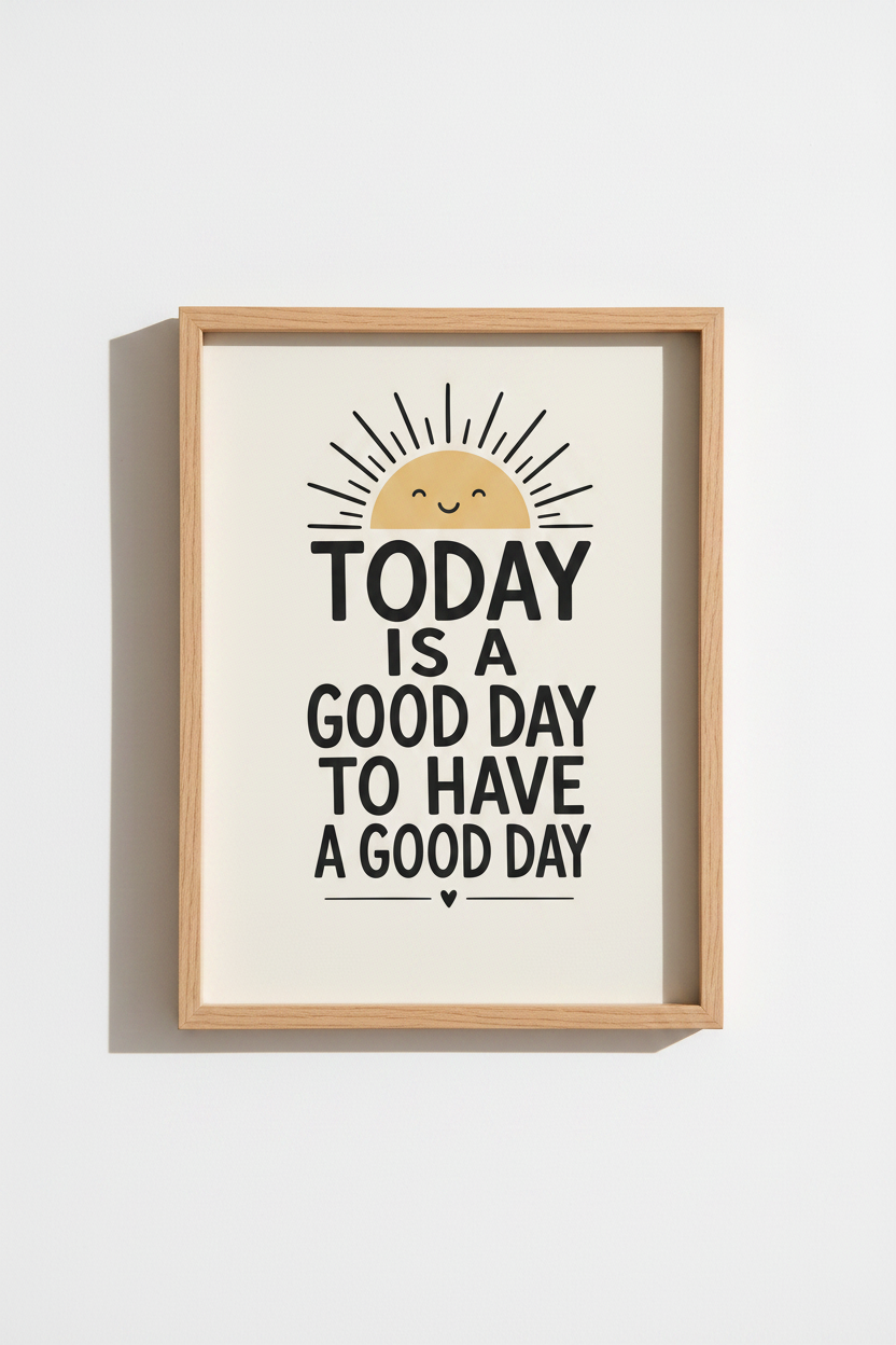 Today Is A Good Day Wall Art Print | Boho Sun Nursery Decor | Positive Quote Poster