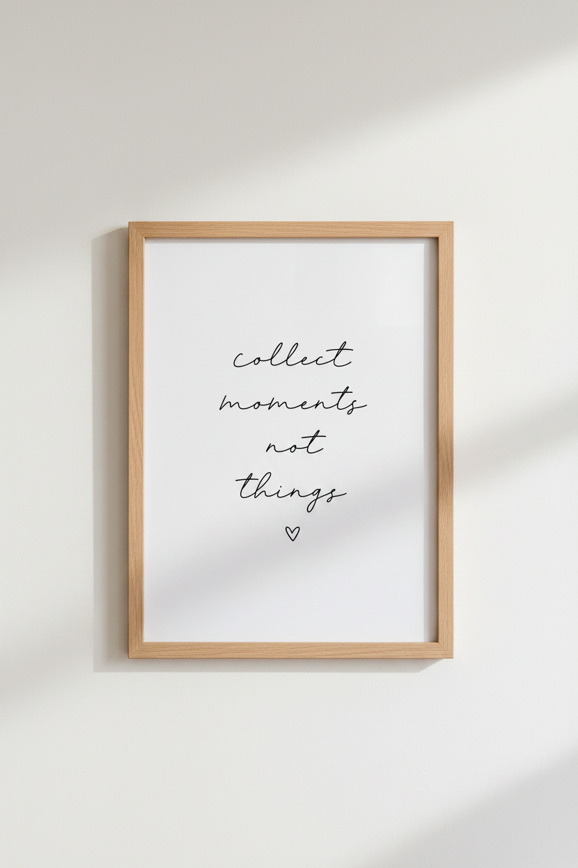 Collect Moments Not Things Wall Art Print | Minimalist Living Room Decor | Zen Poster