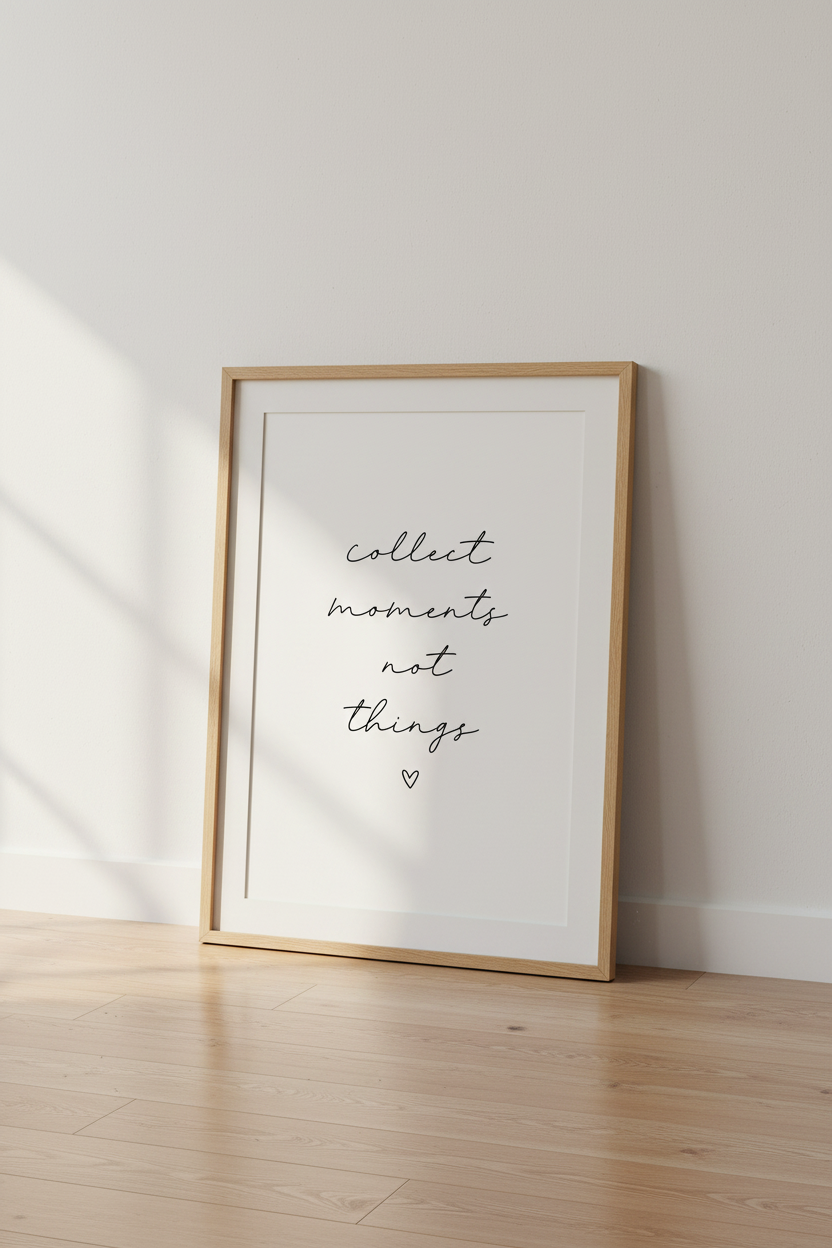 Collect Moments Not Things Wall Art Print | Minimalist Living Room Decor | Zen Poster