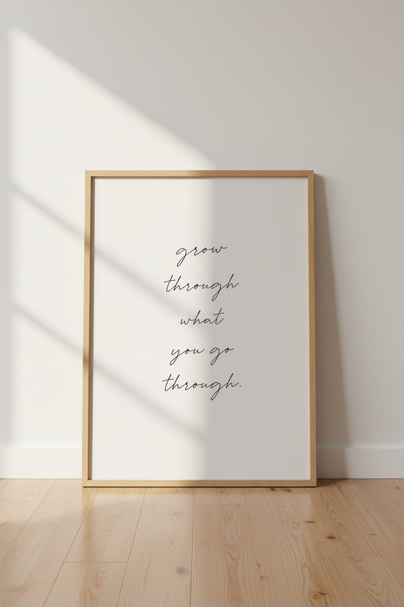 Grow Through What You Go Through Print | Minimalist Quote Wall Art | Modern Poster