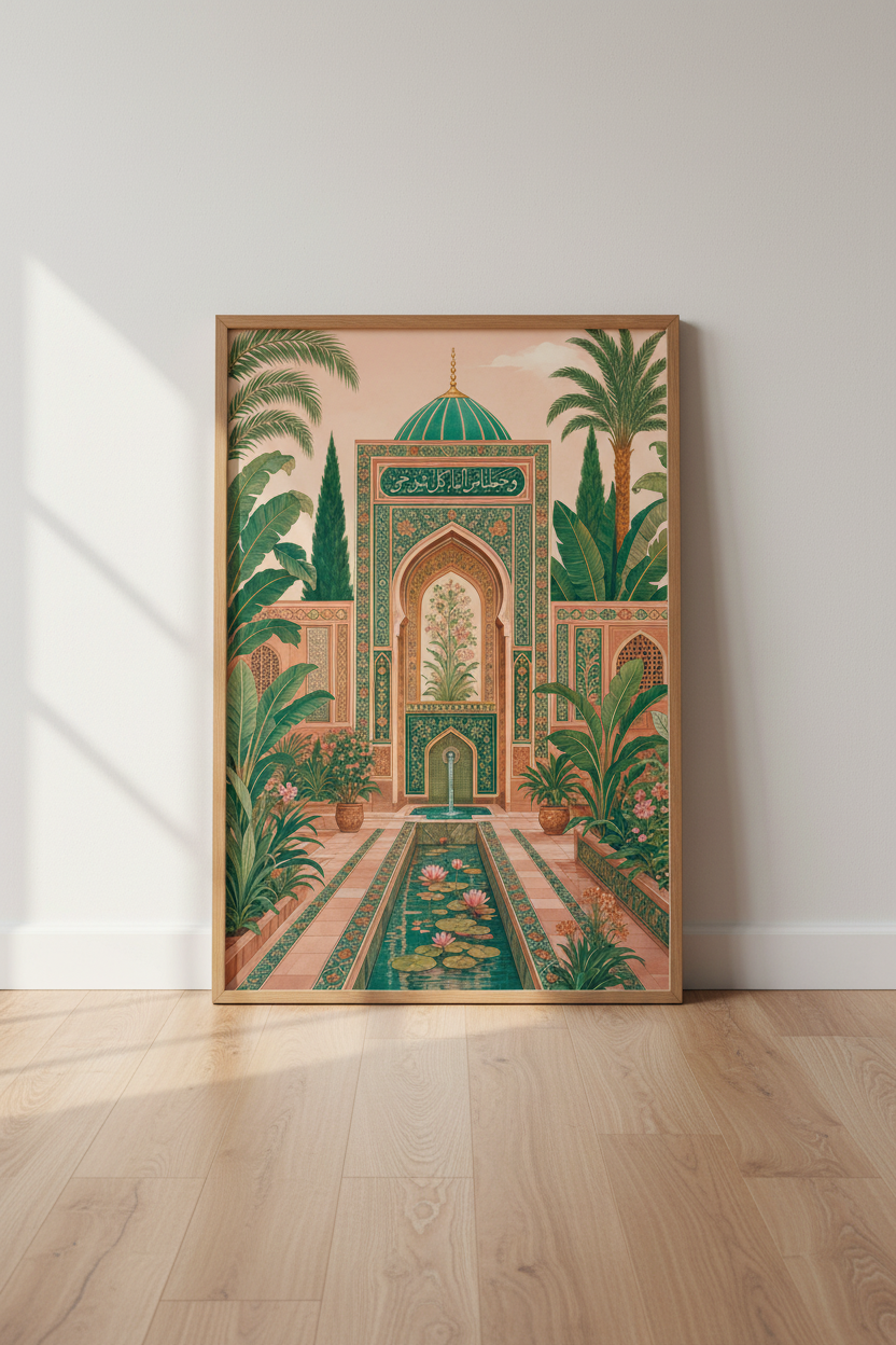 Islamic Garden Wall Art | Persian Architecture & Calligraphy, Boho Living Room Decor