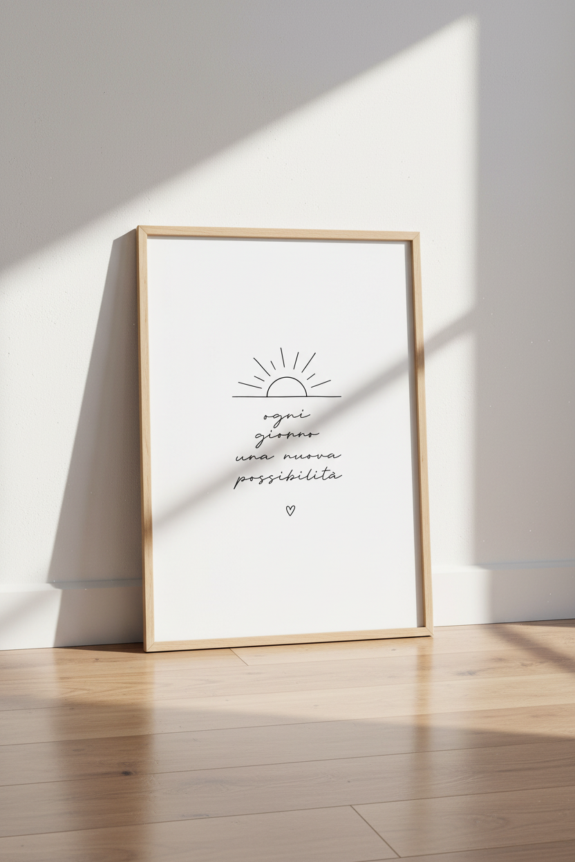 Italian Quote Wall Art | Minimalist Rising Sun Poster, Bedroom Decor