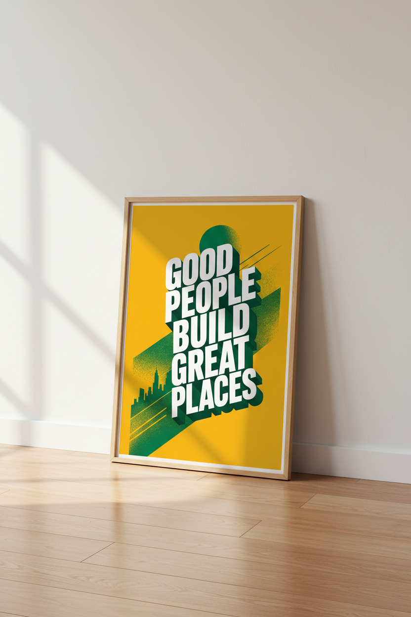 Motivational Quote Wall Art | Yellow Green Typography, Office Decor Poster