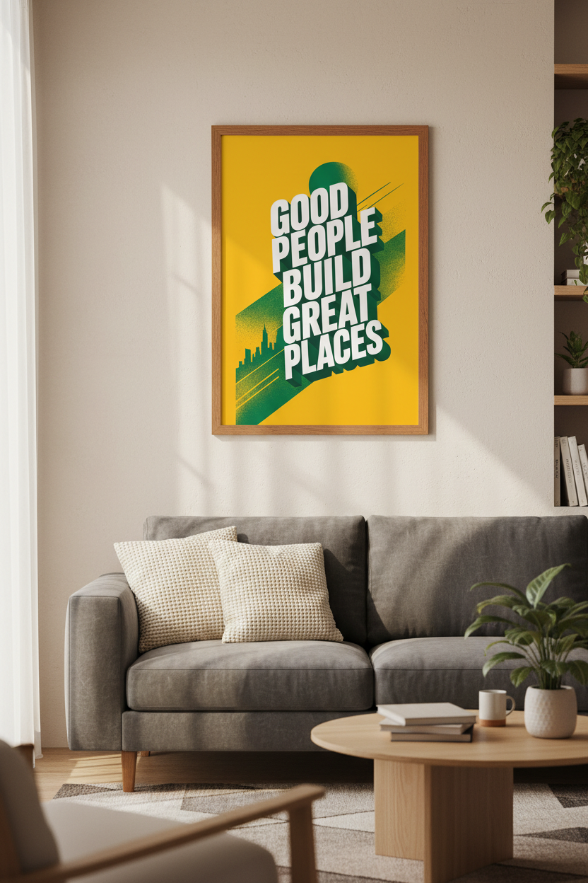 Motivational Quote Wall Art | Yellow Green Typography, Office Decor Poster