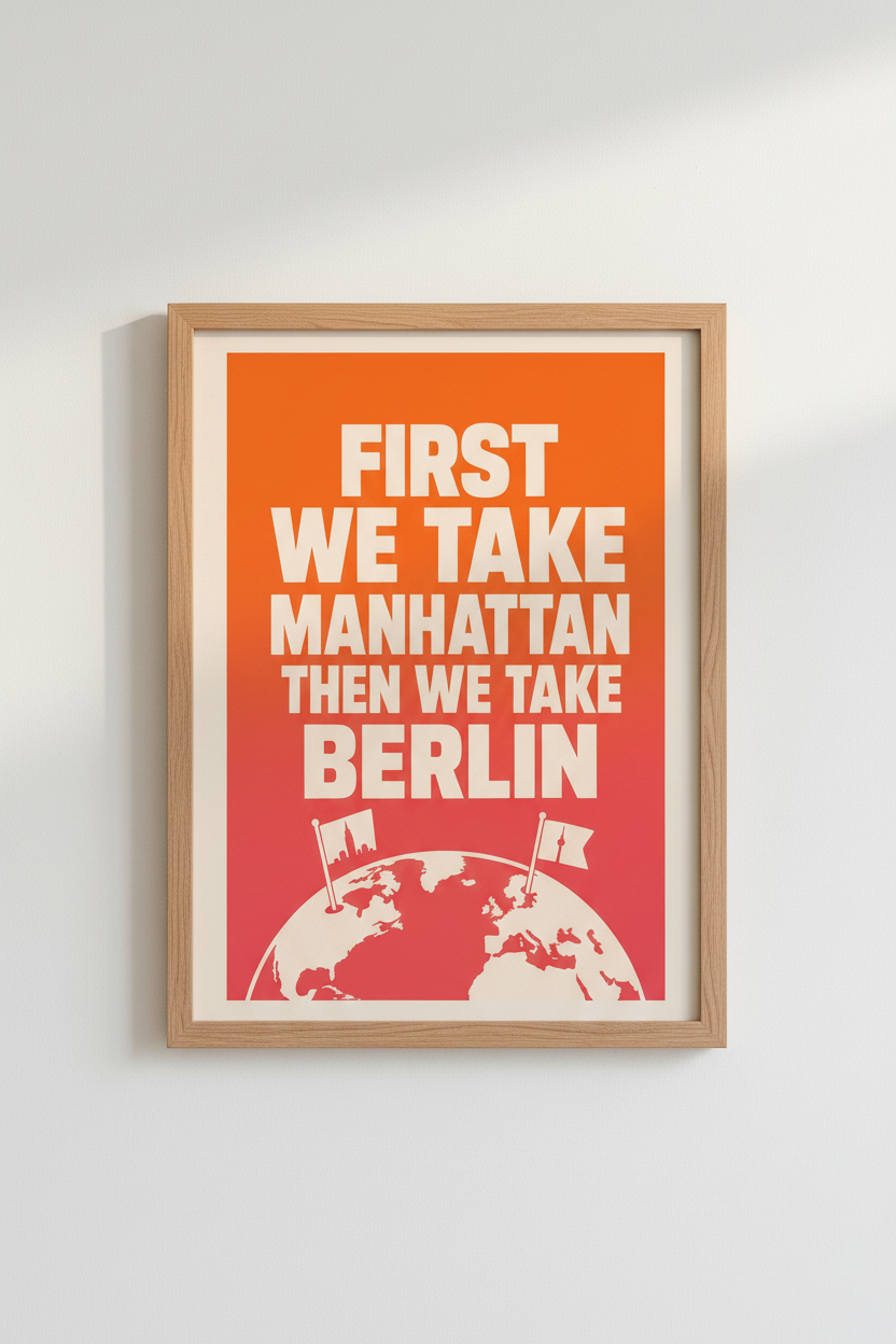 Leonard Cohen Quote Art | Manhattan Berlin Retro Poster, Music Room Decor