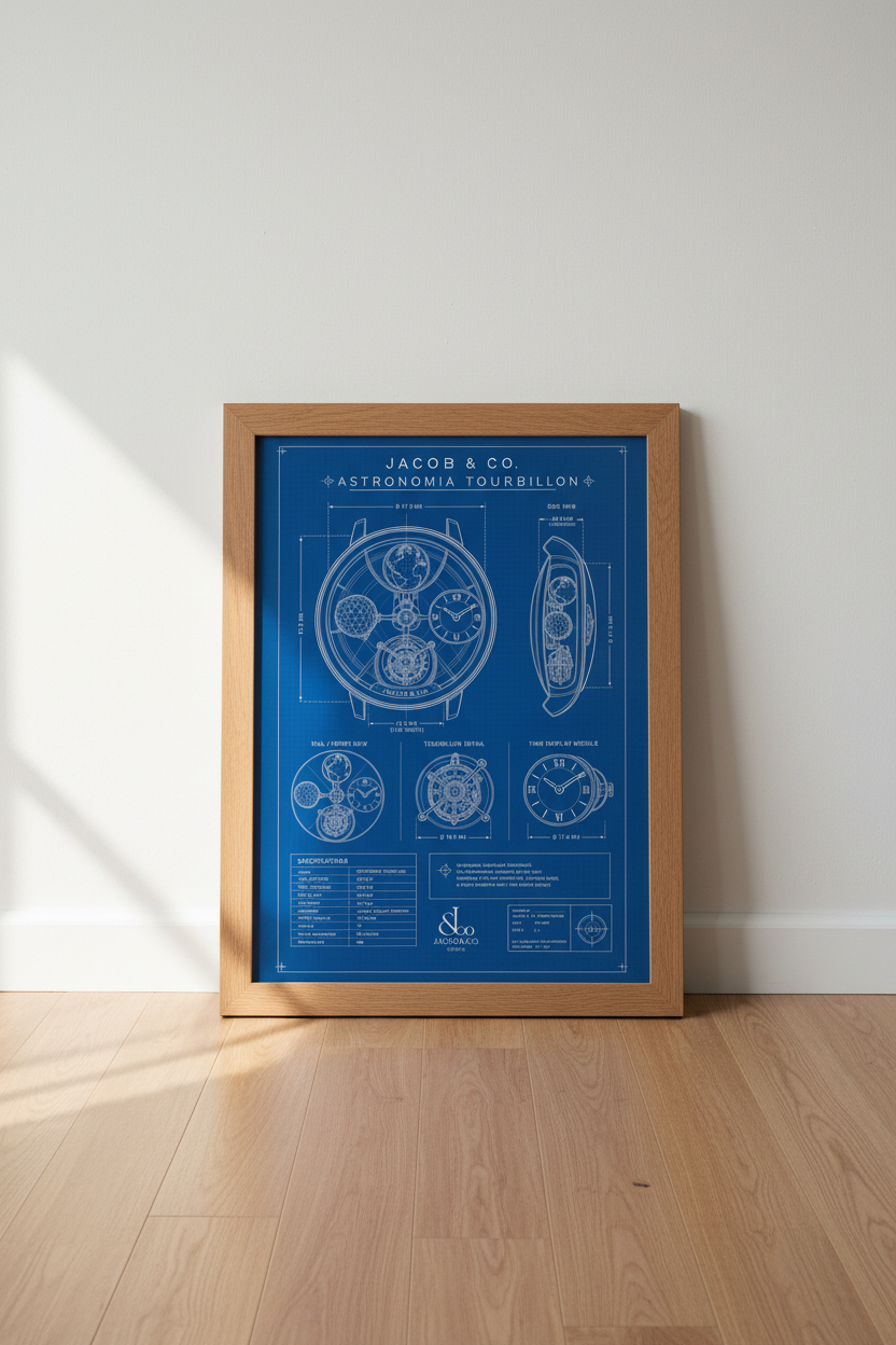 Jacob & Co Astronomia Watch Blueprint | Office Decor | Luxury Horology Art