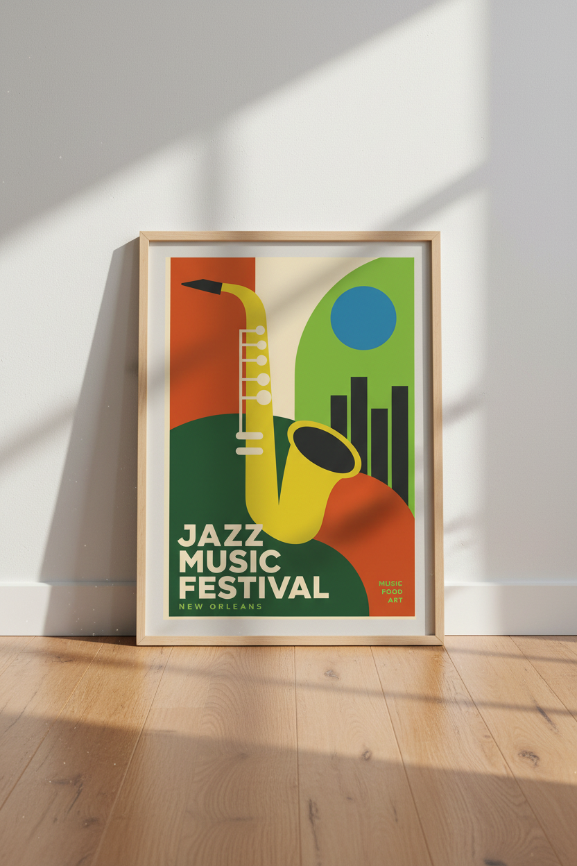 Jazz Wall Art | Bold Abstract Colors, Festival Mood | Living Room Decor