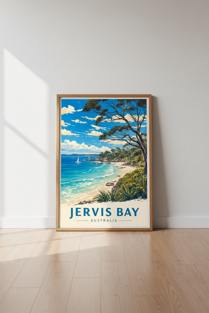 Jervis Bay Australia Travel Poster | Coastal Beach Wall Art | Vintage Aesthetic Print