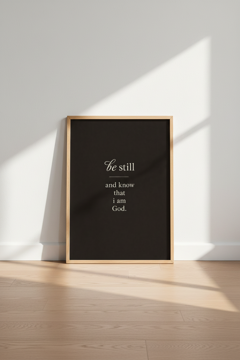 Be Still and Know Wall Art Print | Christian Bible Verse Decor | Minimalist Poster