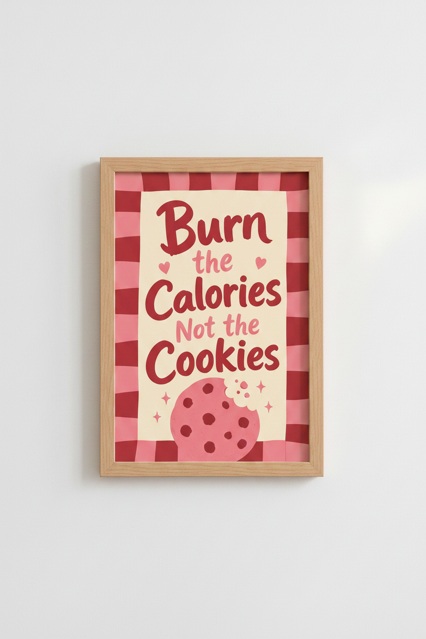 Retro Pink Kitchen Art | Funny Cookie Baker Quote Poster | Preppy Aesthetic Decor