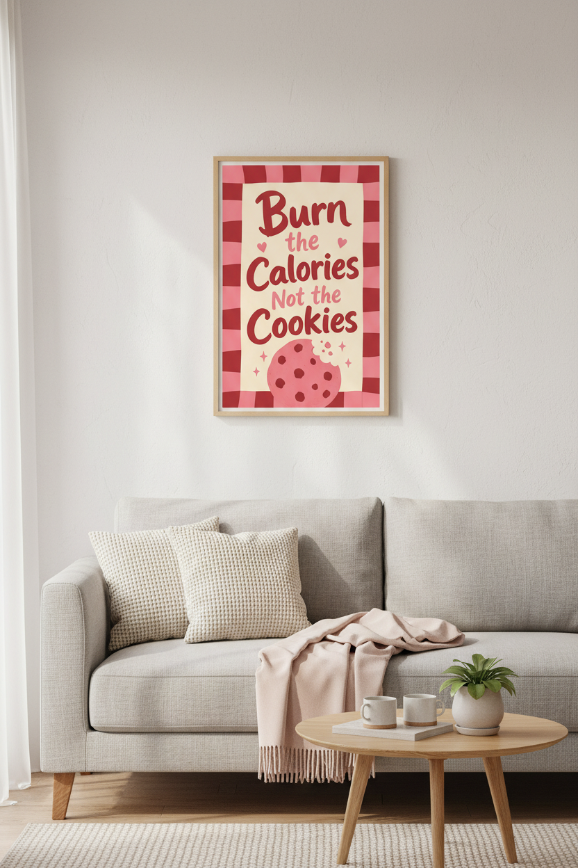 Retro Pink Kitchen Art | Funny Cookie Baker Quote Poster | Preppy Aesthetic Decor