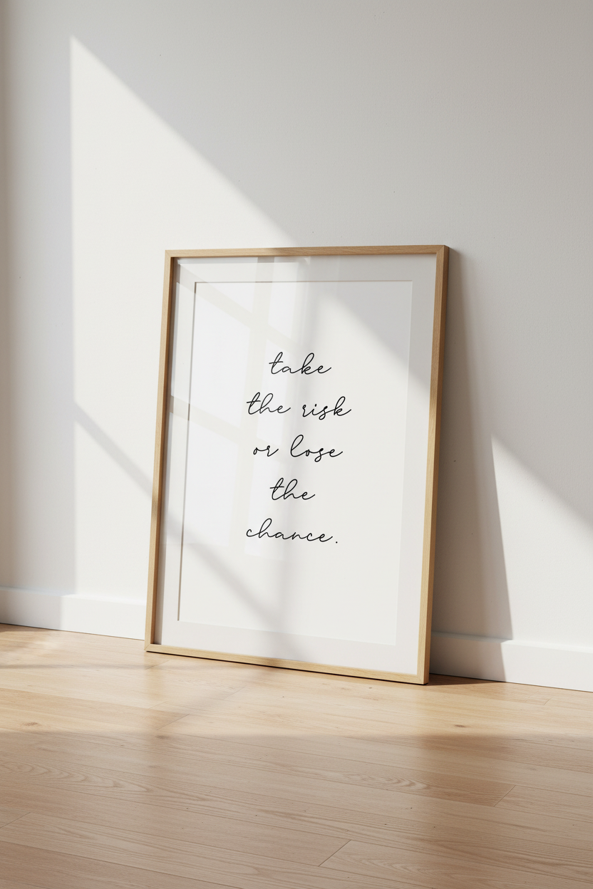 Motivational Quote Wall Art | Take The Risk Minimalist Poster, Office Decor
