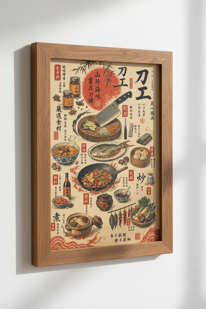 Japanese Kitchen Art | Vintage Culinary Illustration, Asian Food Poster