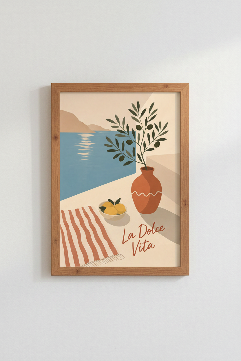 Coastal Vase Wall Art Print | Living Room Decor | Mid-Century Poster