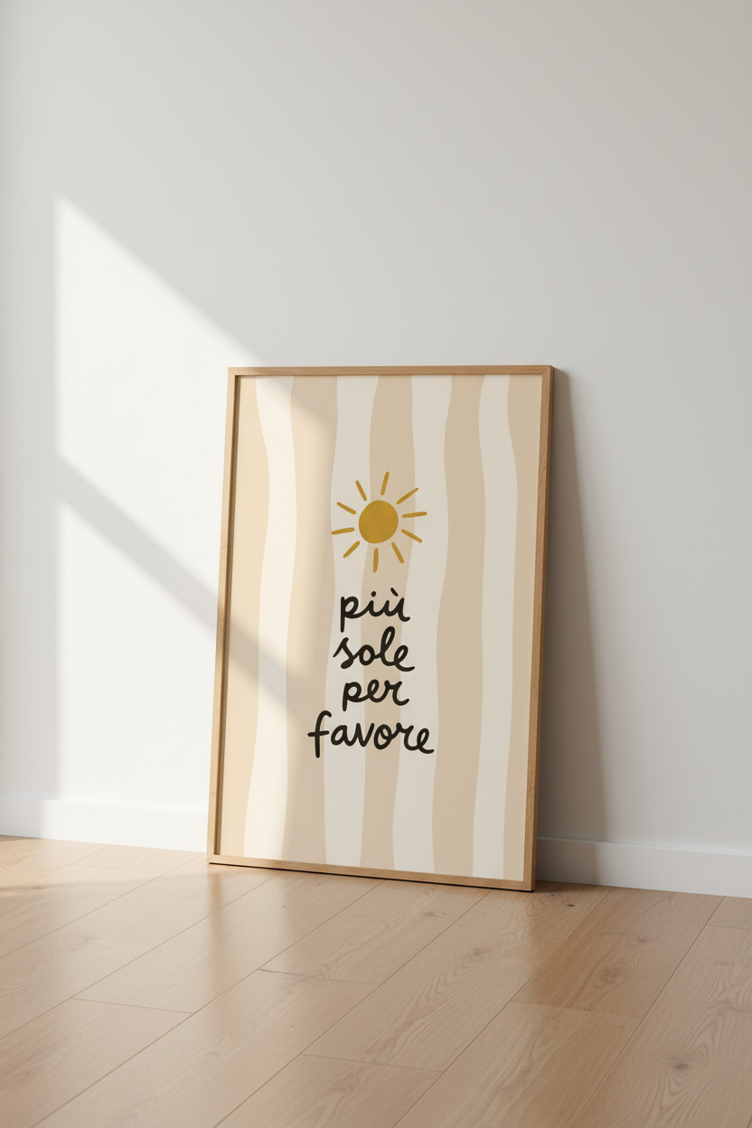 Italian Sun Wall Art Print | Boho Mediterranean Decor | Neutral Minimalist Poster