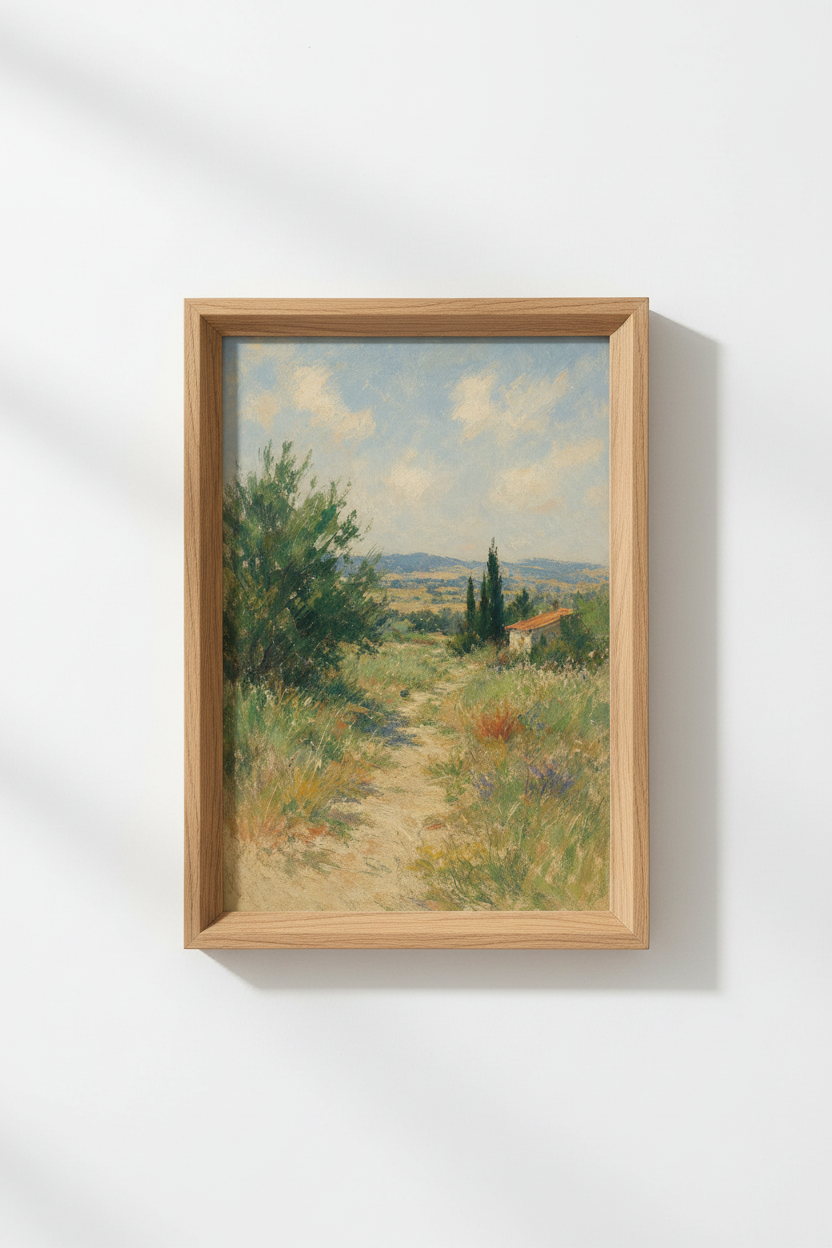 French landscape art | Soft olive tones, Mediterranean living room decor