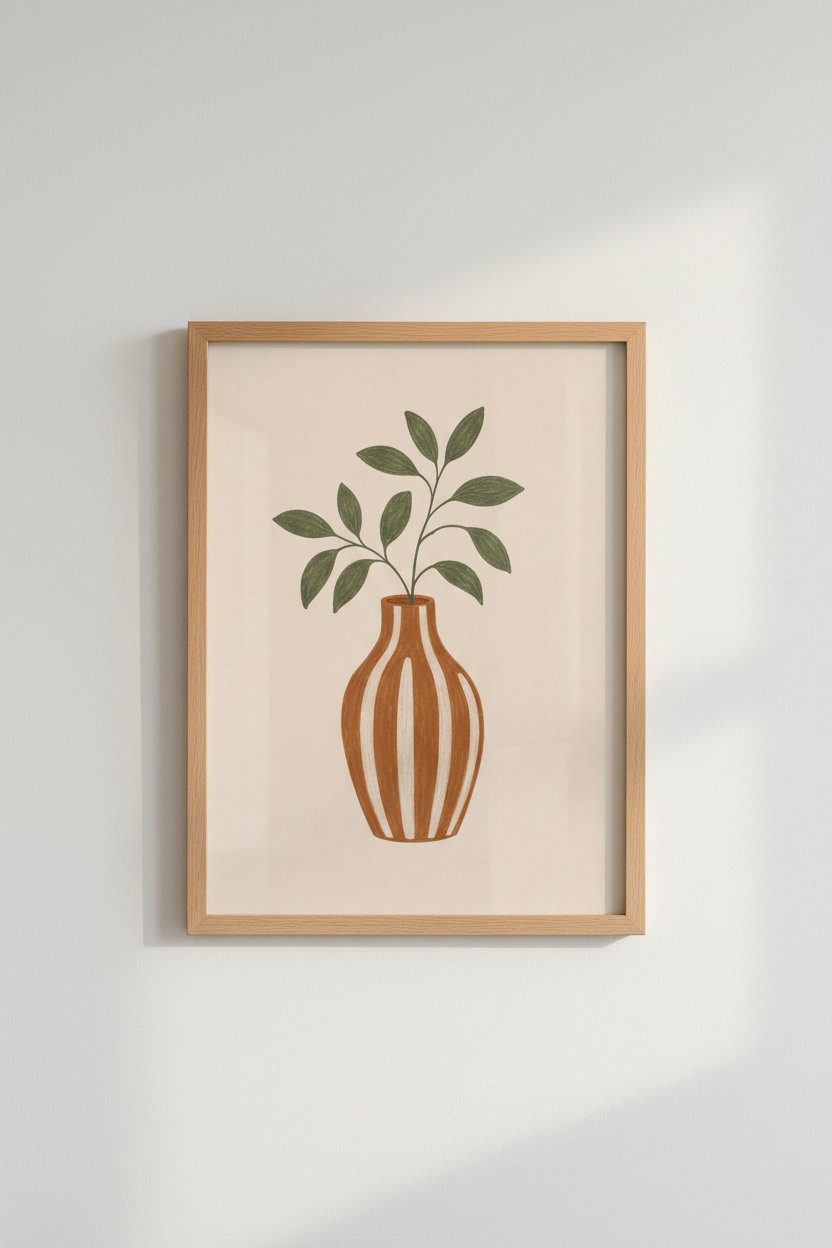 Boho Botanical Vase Wall Art Print | Neutral Terracotta Decor | Minimalist Poster