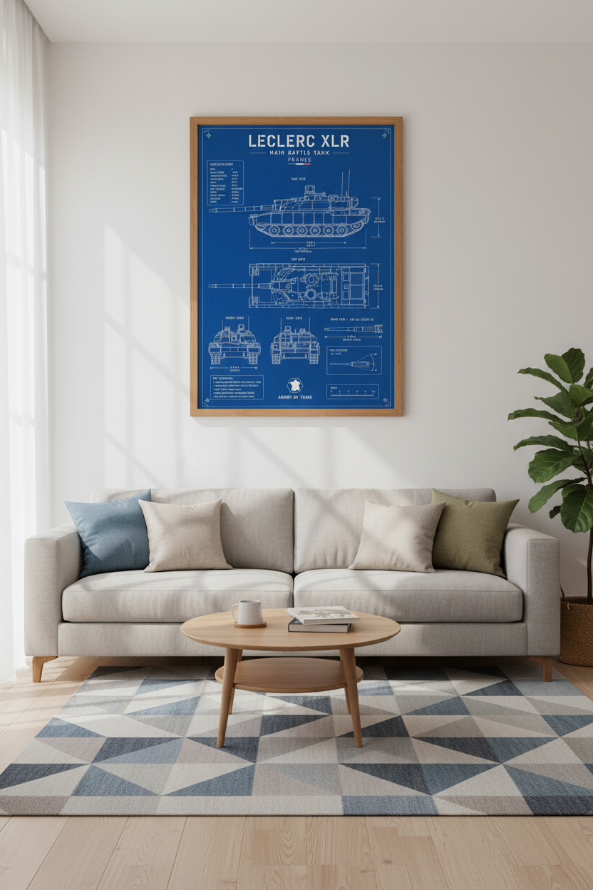 Leclerc XLR Tank Blueprint Wall Art | Office Decor | French Military Poster