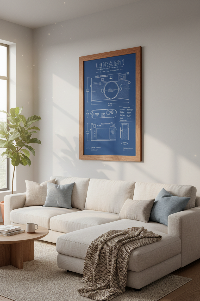Leica M11 Camera Blueprint Wall Art | Office Decor | Technical Schematic Poster